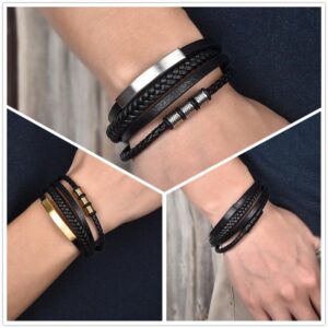 Bracelet élégant en cuir tissé pour homme 14 Bracelet élégant en cuir tissé pour homme 14