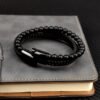 Bracelet à perles en cuir noir pour homme 13