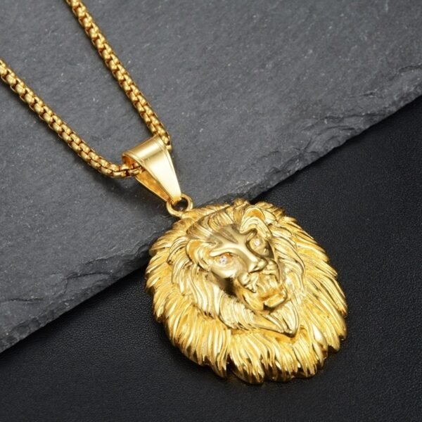 Collier pendentif à tête de Lion pour hommes 4