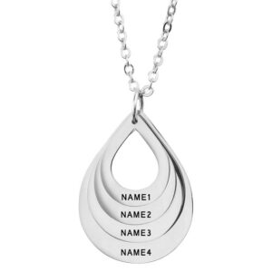 Collier pendentifs coeurs gravés prénoms 11 Collier pendentifs coeurs gravés prénoms 11