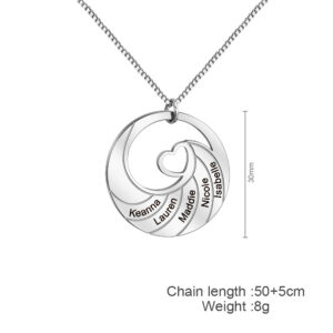 Collier pendentif ondulé personnalisé multi-prénoms 10