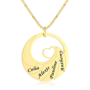 Collier pendentif ondulé personnalisé multi-prénoms 12