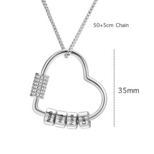 Collier pendentif cœur à breloques personnalisées 9