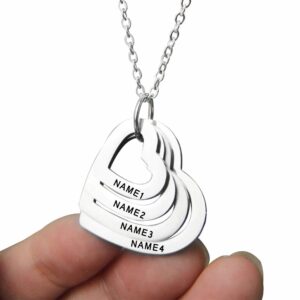 Collier pendentifs coeurs gravés prénoms 14 Collier pendentifs coeurs gravés prénoms 14