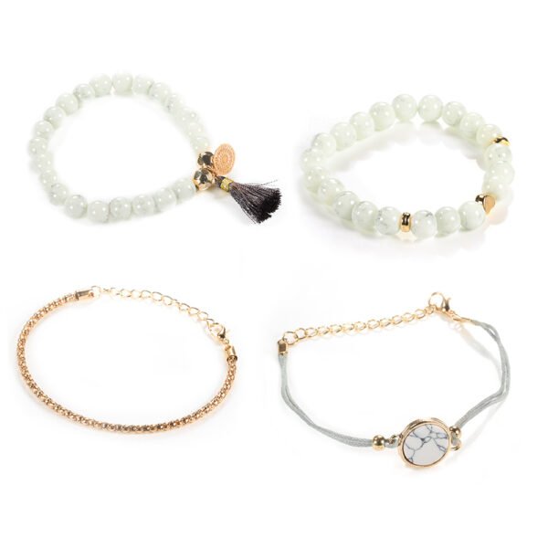Lot de 4 bracelets chaînes avec des perles en pierre 4