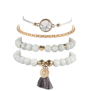 Lot de 4 bracelets chaînes avec des perles en pierre 10 Lot de 4 bracelets chaînes avec des perles en pierre 10
