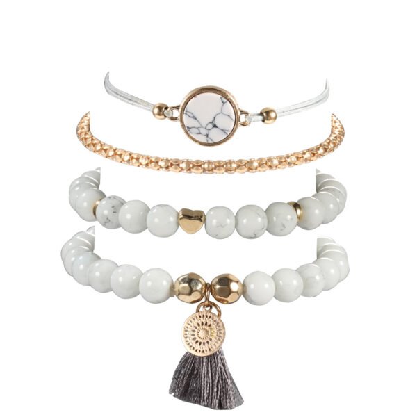 Lot de 4 bracelets chaînes avec des perles en pierre 5