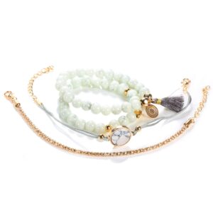 Lot de 4 bracelets chaînes avec des perles en pierre 11 Lot de 4 bracelets chaînes avec des perles en pierre 11
