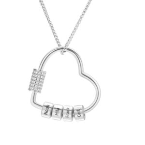 Collier pendentif cœur à breloques personnalisées 12