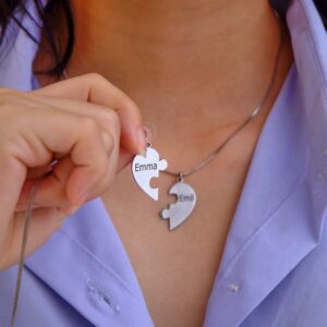 Collier avec Puzzle personnalisé en forme de cœur 8