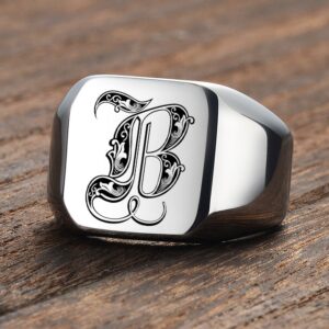 Bague argentée Initiales pour Hommes 12