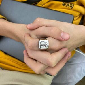 Bague argentée Initiales pour Hommes 11