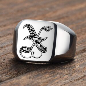 Bague argentée Initiales pour Hommes 14