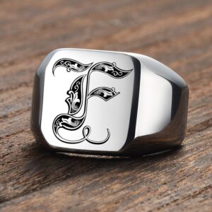 Bague argentée Initiales pour Hommes 13