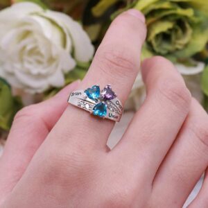 Bague gravée multi prénoms avec pierres de naissance 11