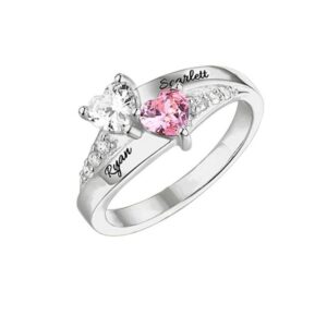 Bague gravée multi prénoms avec pierres de naissance 15