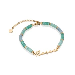 Bracelet perles de Quartz personnalisé prénom 6