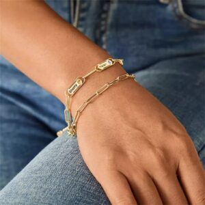 Bracelet gravé 4 prénoms et pierres de naissance 8 Bracelet gravé 4 prénoms et pierres de naissance 8
