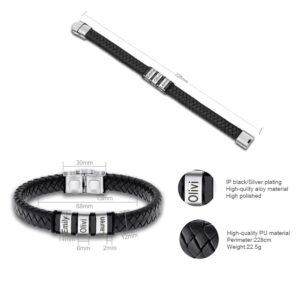Bracelet cuir personnalisé multi prénoms pour homme 14 Bracelet cuir personnalisé multi prénoms pour homme 14