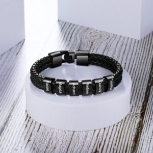 Bracelet en cuir tressé personnalisé pour homme 11 Bracelet en cuir tressé personnalisé pour homme 11