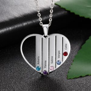Collier pendentif cœur personnalisé prénoms 8 Collier pendentif cœur personnalisé prénoms 8