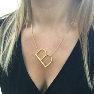 Collier latéral Initial large pour femmes 11 Collier latéral Initial large pour femmes 11