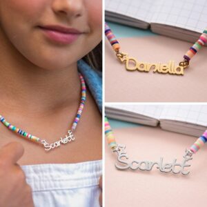 Collier prénom á perles pour fille 9