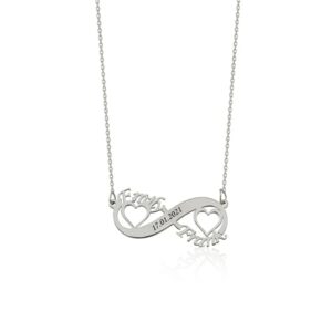 Collier pendentif cœur infini personnalisé 2 prénoms 10