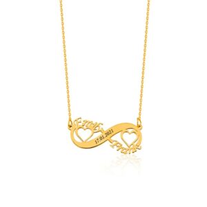 Collier pendentif cœur infini personnalisé 2 prénoms 12