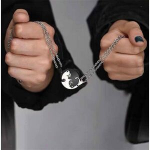 Lot de 2 colliers chats mignons pour couple 11