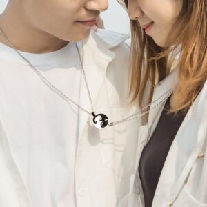Lot de 2 colliers chats mignons pour couple 12