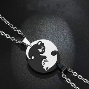 Lot de 2 colliers chats mignons pour couple 13