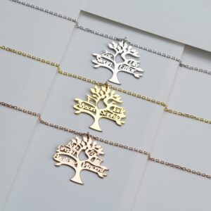 Collier arbre de vie personnalisé pour famille 10