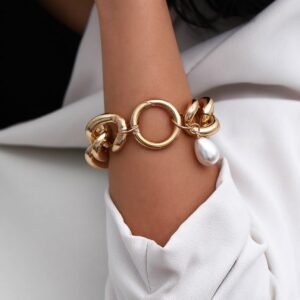 Bracelet chaîne à gros cercles pour femmes