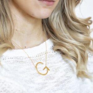 Collier latéral Initial large pour femmes 15 Collier latéral Initial large pour femmes 15