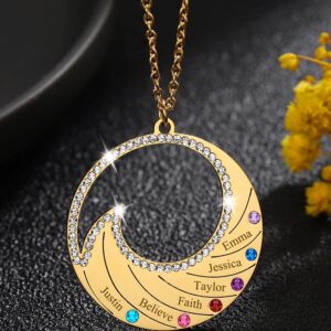 Collier pendentif personnalisé prénoms famille 14