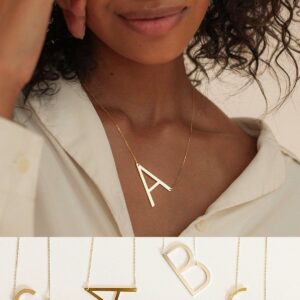 Collier latéral Initial large pour femmes 14 Collier latéral Initial large pour femmes 14