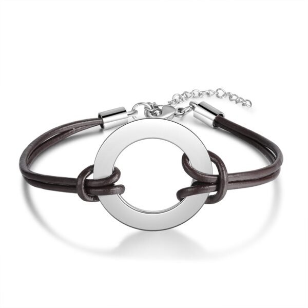 Bracelet cuir avec cercle personnalisé nom femme 6