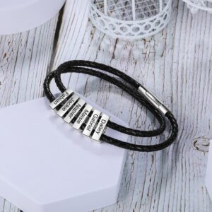 Bracelets en cuir personnalisé prénoms homme 9