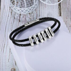 Bracelets en cuir personnalisé prénoms homme 10