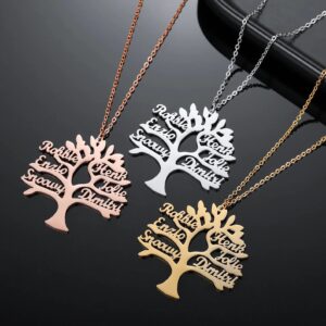 Collier arbre de vie personnalisé multi-prénoms 16 Collier arbre de vie personnalisé multi-prénoms 16
