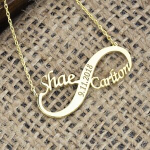 Collier pendentif infini personnalisé 2 prénoms 12