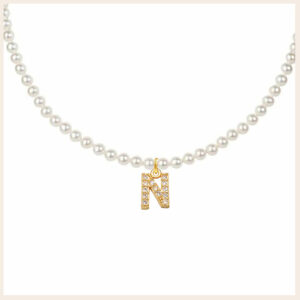 Collier initiales lettres étincelantes avec perles 13
