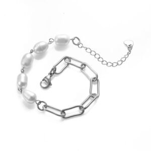 Bracelet à maillons avec perles naturelles