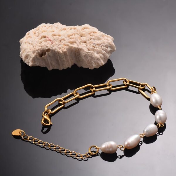 Bracelet à maillons avec perles naturelles 8