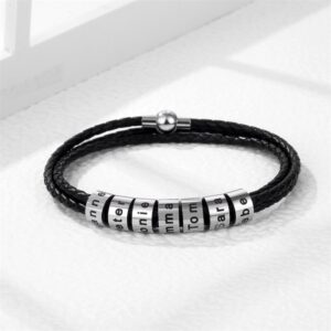 Bracelet charm en cuir véritable personnalisé 9