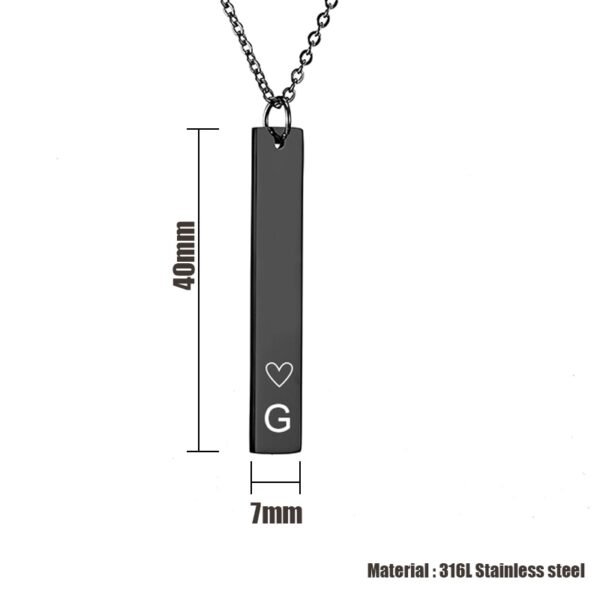 Collier Barre Totem 3D avec initiales 5