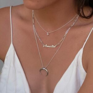 Collier chaîne à maillons personnalisé pour femmes 12