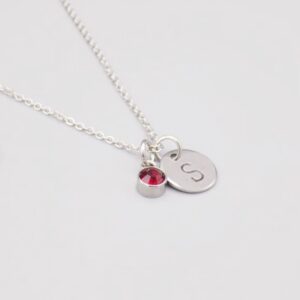 Collier Initial avec pierre de naissance 8 Collier Initial avec pierre de naissance 8