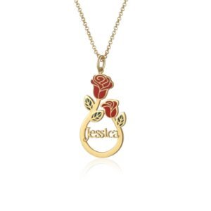 Collier Pendentif Rose personnalisé prénom
